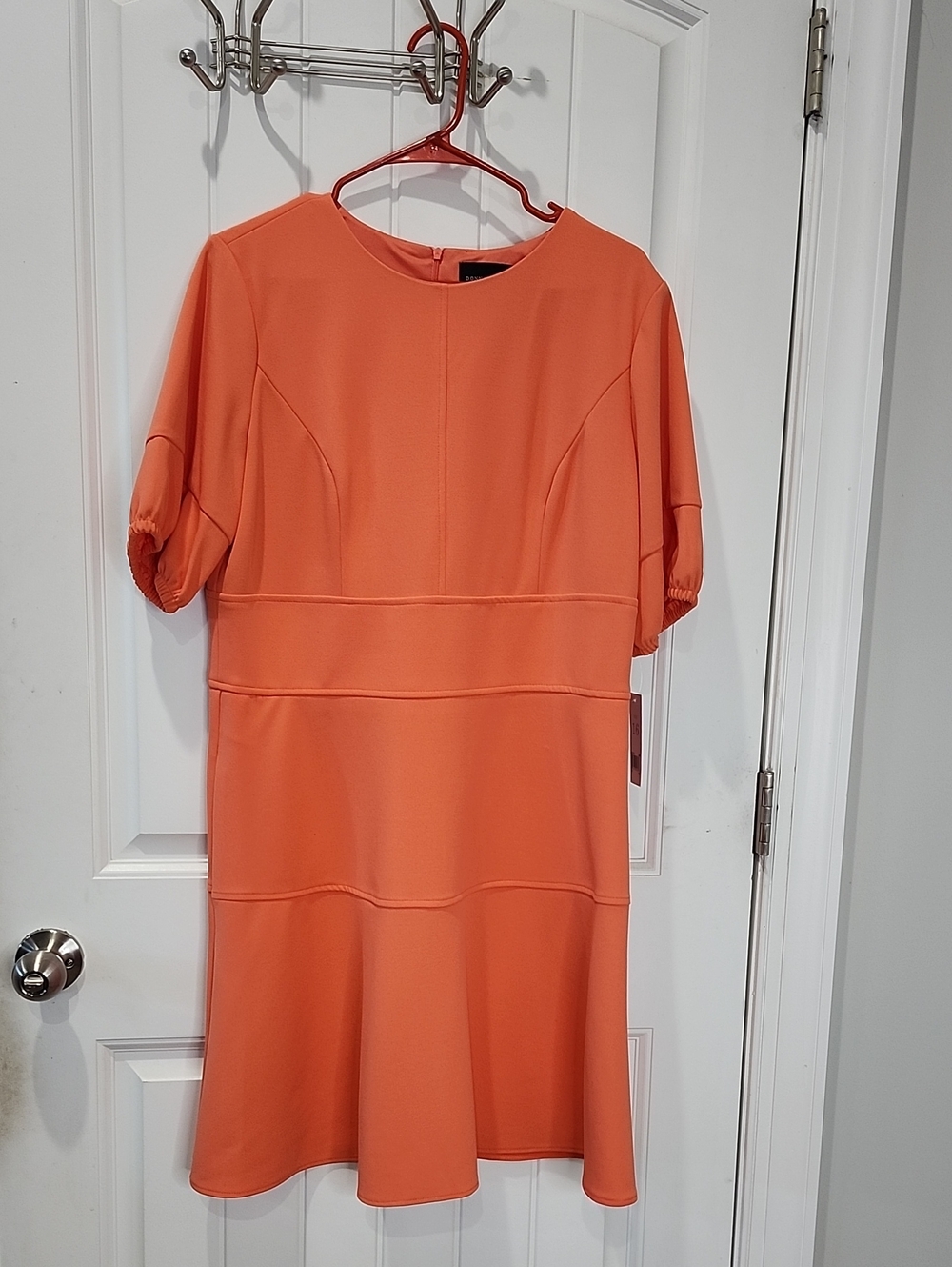 Donna Morgan Coral-Orange Midi Shift Dress